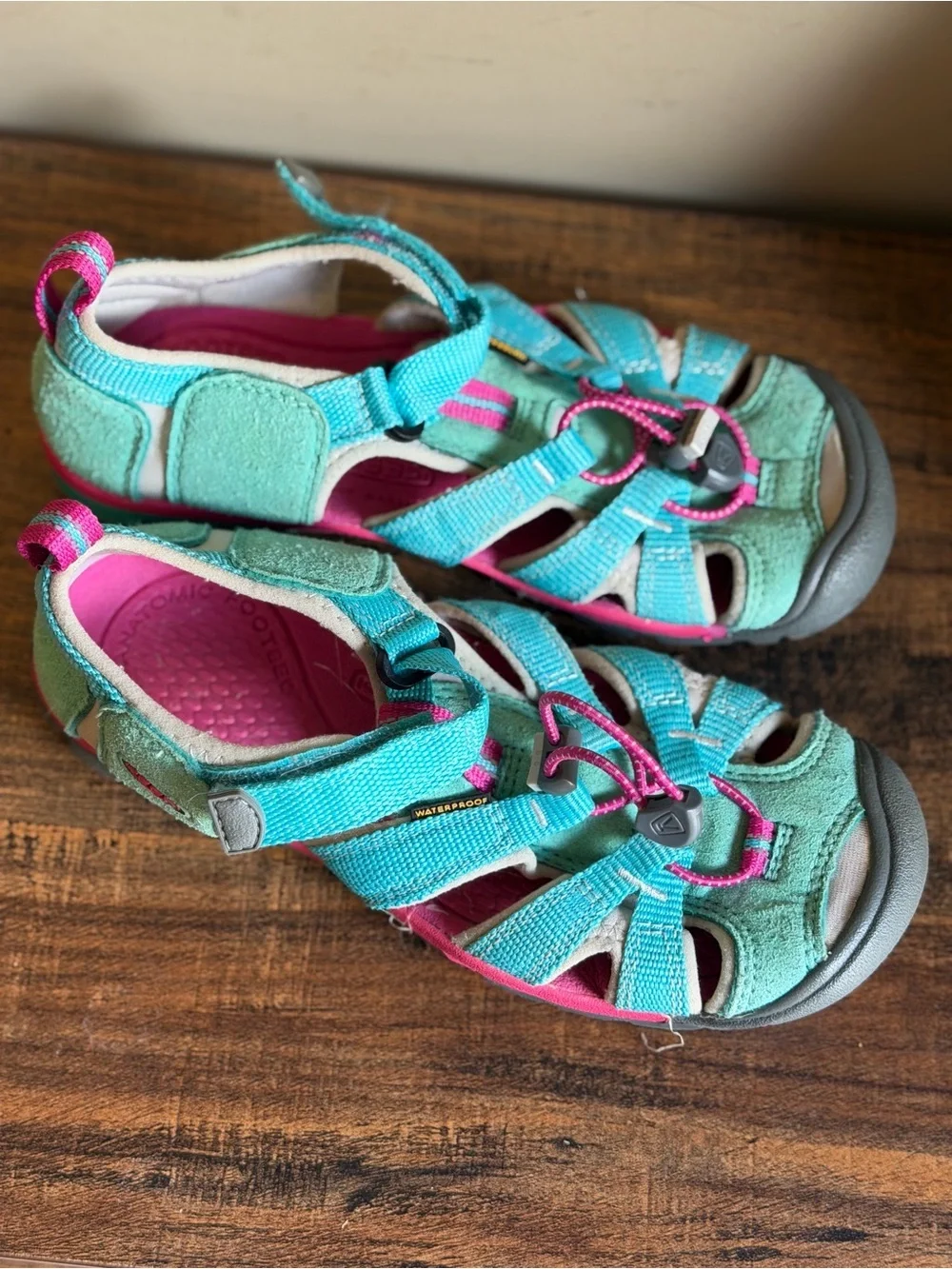 Keen Kids Turquoise Blue and Pink Closed-Toe Sport Sandals Size 2
